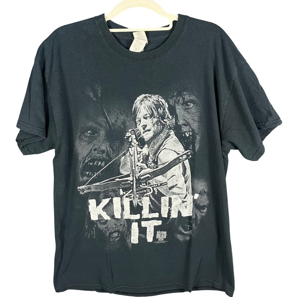 Gildan The Walking Dead T-Shirt Mens Large Black Daryl Dixon Killin It AMC 2014